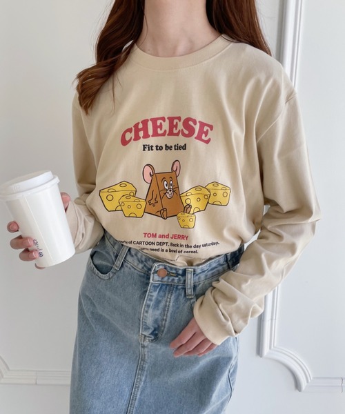 キャラチョイ(キャラチョイ)の「TOM&JERRY/トムとジェリー/ジェリー/CHEESE/ロングスリーブTシャツ/映画/キャラクター(Tシャツ/カットソー・レディース・サンドベージュ/ホワイト・S/M/L/XL)」の8枚目の写真