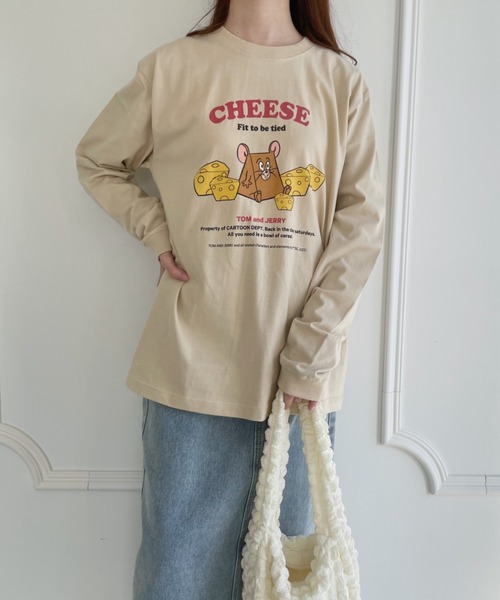 キャラチョイ(キャラチョイ)の「TOM&JERRY/トムとジェリー/ジェリー/CHEESE/ロングスリーブTシャツ/映画/キャラクター(Tシャツ/カットソー・レディース・サンドベージュ/ホワイト・S/M/L/XL)」の9枚目の写真