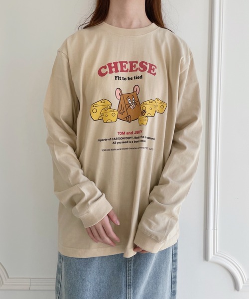 TOM&JERRY/トムとジェリー/ジェリー/CHEESE/ロングスリーブTシャツ
