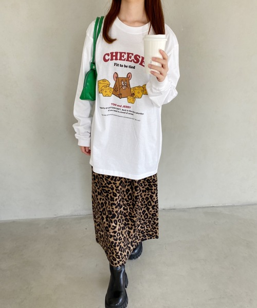 tシャツ TOM＆JERRY/トムとジェリー/ジェリー/CHEESE/ロングスリーブTシャツ/映画/キャラクター レディース TOM&JERRY/トムとジェリー/ジェリー/CHEESE/ロングスリーブT