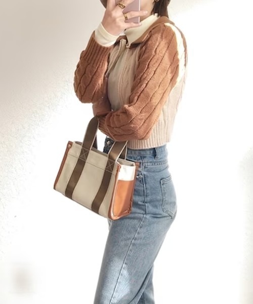 Cozy&Kitsch（コージーアンドキッチ）の「Cozy＆Kitsch ニューヨーククロップジップアップケーブルニット（ニット/セーター・レディース・モカ/ブラック・FREE）」の7枚目の写真
