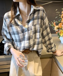 チェック柄オーバーサイズシャツ