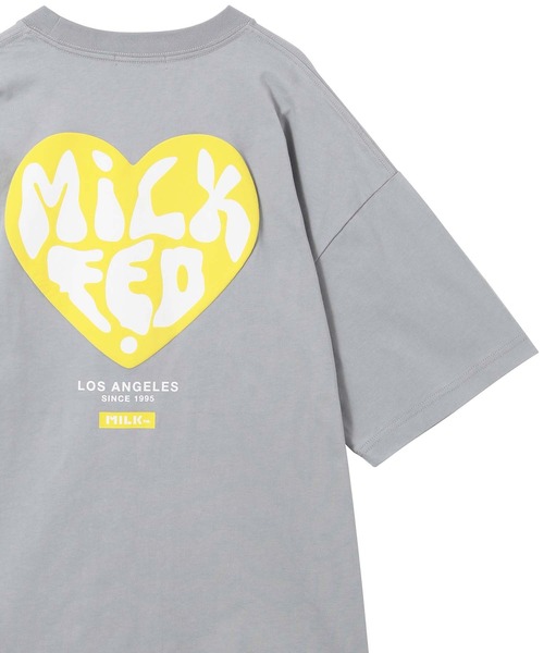 MILKFED.（ミルクフェド）の「HEART LOGO WIDE S/S TEE（Tシャツ/カットソー・レディース・オフホワイト/ホワイト/ブラック/ピンク/グレー・ONE SIZE）」の5枚目の写真