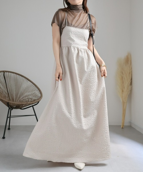 ap retro（アプレトロ）の「ジャガードベアキャミワンピース（ワンピース・レディース・アイボリー/ブラック/グリーン/ベージュ・FREE）」の3枚目の写真