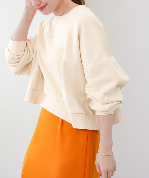 Social GIRL（ソーシャルガール）の「裏起毛ショートスウェットシャツ（スウェット・レディース・オフホワイト/グレイッシュベージュ/チャコール・M）」の2枚目の写真