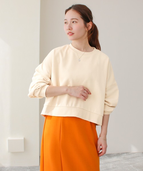 Social GIRL（ソーシャルガール）の「裏起毛ショートスウェットシャツ（スウェット・レディース・オフホワイト/グレイッシュベージュ/チャコール・M）」の12枚目の写真