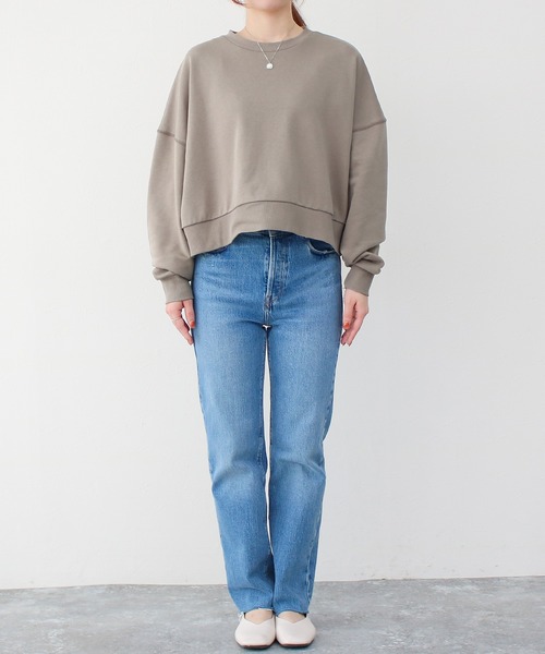 Social GIRL（ソーシャルガール）の「裏起毛ショートスウェットシャツ（スウェット・レディース・オフホワイト/グレイッシュベージュ/チャコール・M）」の9枚目の写真