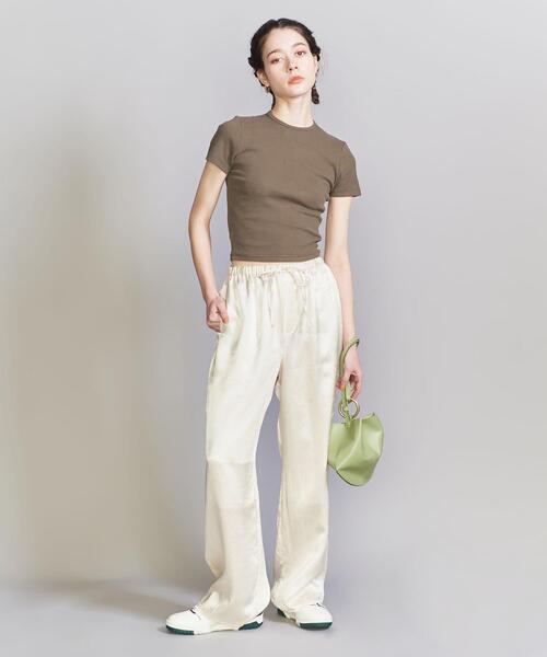 COOME（コーメ）の「＜COOME＞BABY ショートスリーブ Tシャツ（Tシャツ/カットソー・レディース・オリーブ/オフホワイト・M）」の2枚目の写真