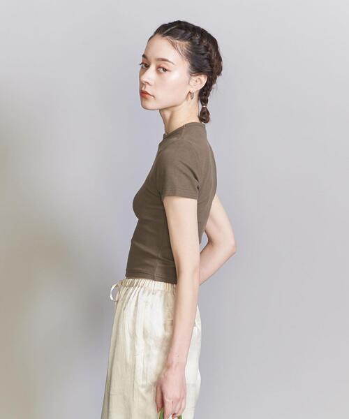 COOME（コーメ）の「＜COOME＞BABY ショートスリーブ Tシャツ（Tシャツ/カットソー・レディース・オリーブ/オフホワイト・M）」の6枚目の写真