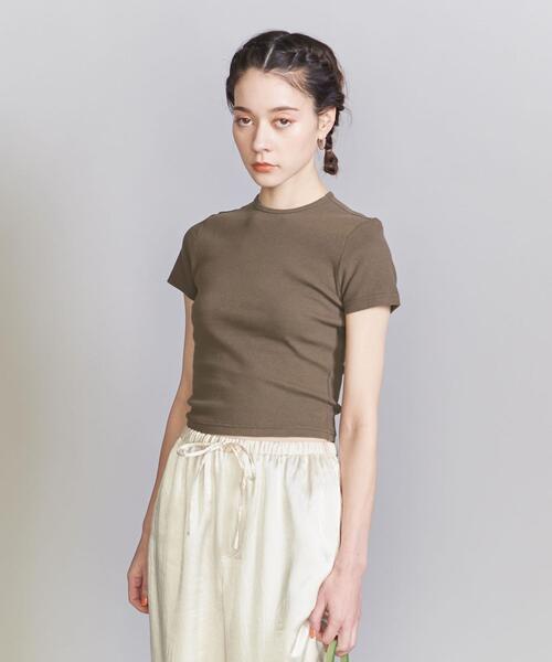 COOME（コーメ）の「＜COOME＞BABY ショートスリーブ Tシャツ（Tシャツ/カットソー・レディース・オリーブ/オフホワイト・M）」の7枚目の写真