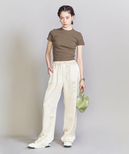 COOME（コーメ）の「＜COOME＞BABY ショートスリーブ Tシャツ（Tシャツ/カットソー・レディース・オリーブ/オフホワイト・M）」の5枚目の写真