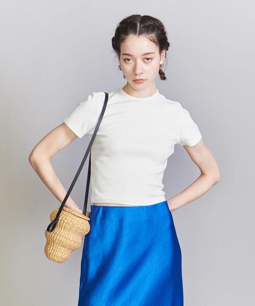 COOME（コーメ）の「＜COOME＞BABY ショートスリーブ Tシャツ（Tシャツ/カットソー・レディース・オリーブ/オフホワイト・M）」の9枚目の写真