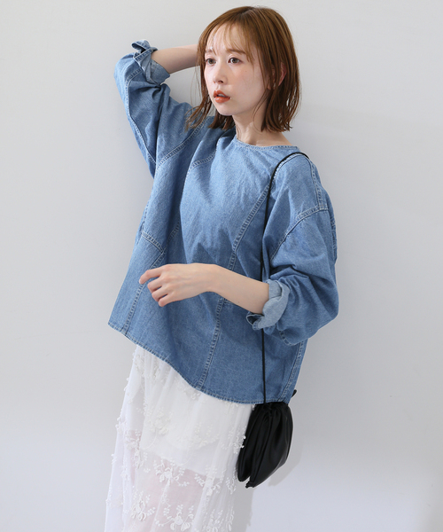 LE DENIM BK RIBBONプルオーバー（シャツ/ブラウス）｜SLOBE