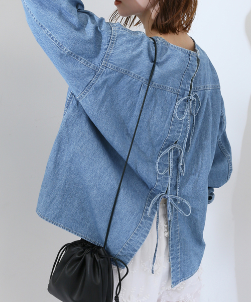 LE DENIM BK RIBBONプルオーバー（シャツ/ブラウス）｜SLOBE