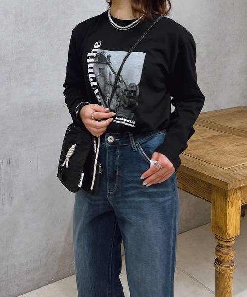 un dix cors（アンディコール）の「フォトプリントロンT（Tシャツ/カットソー・レディース・アイボリー/ブラック・FREE）」の22枚目の写真