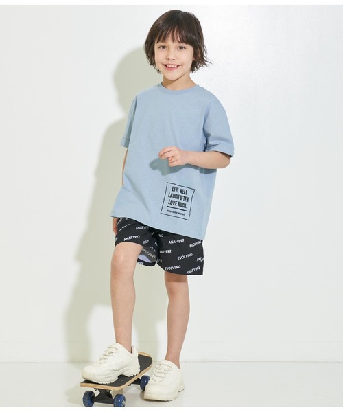 ANAP kids(アナップキッズ)の「ロールアッププリントビッグTシャツ【親子お揃い】(Tシャツ/カットソー・キッズ・ブラック/ベージュ/ライトグレー/サックスブルー・110cm/100cm/120cm/130cm)」の6枚目の写真