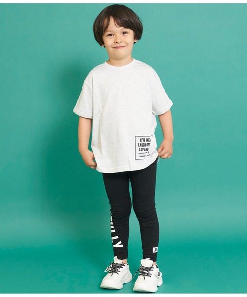ANAP kids(アナップキッズ)の「ロールアッププリントビッグTシャツ【親子お揃い】(Tシャツ/カットソー・キッズ・ブラック/ベージュ/ライトグレー/サックスブルー・110cm/100cm/120cm/130cm)」の11枚目の写真