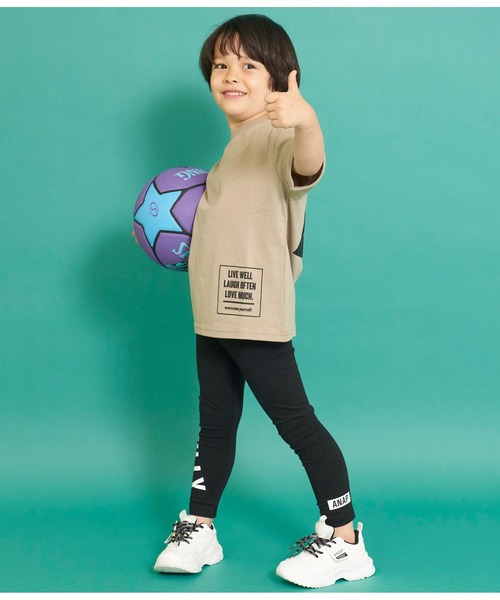 ANAP kids(アナップキッズ)の「ロールアッププリントビッグTシャツ【親子お揃い】(Tシャツ/カットソー・キッズ・ブラック/ベージュ/ライトグレー/サックスブルー・110cm/100cm/120cm/130cm)」の15枚目の写真