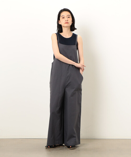 ONIGIRI（オニギリ）の「コットンリネン　サロペット（サロペット/オーバーオール・レディース・チャコール/ベージュ/カーキ・LARGE/MEDIUM）」の4枚目の写真