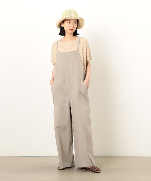 ONIGIRI（オニギリ）の「コットンリネン　サロペット（サロペット/オーバーオール・レディース・チャコール/ベージュ/カーキ・LARGE/MEDIUM）」の7枚目の写真