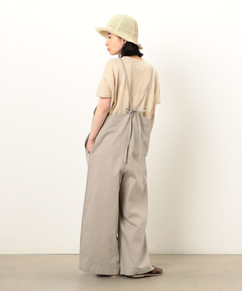 ONIGIRI（オニギリ）の「コットンリネン　サロペット（サロペット/オーバーオール・レディース・チャコール/ベージュ/カーキ・LARGE/MEDIUM）」の9枚目の写真