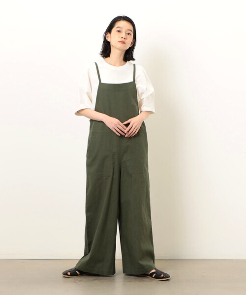 ONIGIRI（オニギリ）の「コットンリネン　サロペット（サロペット/オーバーオール・レディース・チャコール/ベージュ/カーキ・LARGE/MEDIUM）」の10枚目の写真