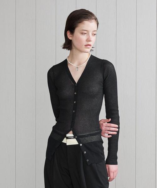 H　BEAUTY&YOUTH UNITED ARROWS（エイチビューティーアンドユースユナイテッドアローズ）の「＜H＞TC RIB LONG CARDIGAN/カーディガン（カーディガン/ボレロ・レディース・ブラック/グレー/ライム・FREE）」の4枚目の写真
