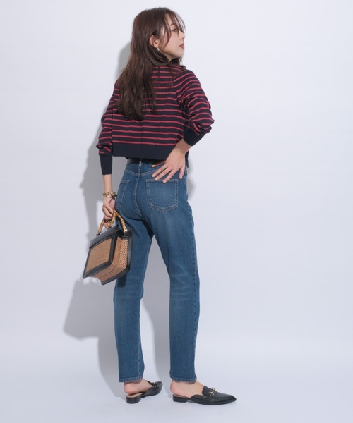 JUSGLITTY（ジャスグリッティー）の「ボーダーカーデアンサンブル（ニット/セーター・レディース・グリーン/ブラック/レッド・2）」の7枚目の写真