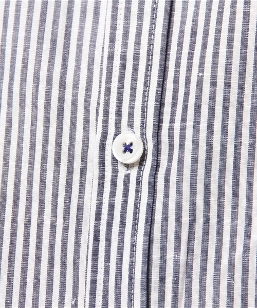 MEN'S MELROSE（メンズメルローズ）の「コットンリネンスラブ7分袖バンドカラーシャツ（シャツ/ブラウス・メンズ・ホワイト/ブルー/ストライプ/チェック・MEDIUM/LARGE/X-LARGE）」の6枚目の写真