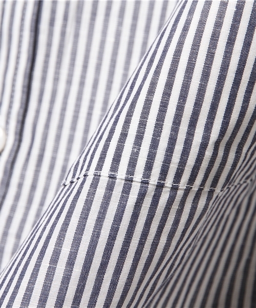 MEN'S MELROSE（メンズメルローズ）の「コットンリネンスラブ7分袖バンドカラーシャツ（シャツ/ブラウス・メンズ・ホワイト/ブルー/ストライプ/チェック・MEDIUM/LARGE/X-LARGE）」の7枚目の写真