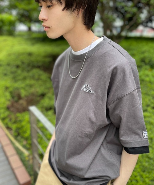 FILA(フィラ)の「FILA フィラ ブランド ロゴ サークルロゴ 筆記体ロゴ 刺繍 バックプリント リンガー 半袖 Tシャツ(Tシャツ/カットソー・メンズ・ダークブルー/ブラック/ホワイト/ネイビー/グリーン系その他2/グリーン系その他/スミクロ/ホワイト系その他2/ブルー系その他・L/M/LL)」の4枚目の写真