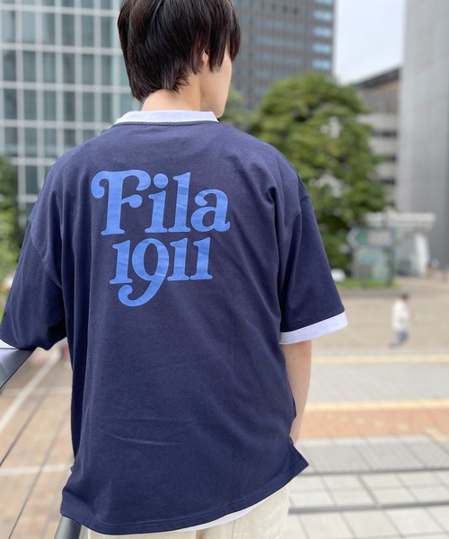 FILA(フィラ)の「FILA フィラ ブランド ロゴ サークルロゴ 筆記体ロゴ 刺繍 バックプリント リンガー 半袖 Tシャツ(Tシャツ/カットソー・メンズ・ダークブルー/ブラック/ホワイト/ネイビー/グリーン系その他2/グリーン系その他/スミクロ/ホワイト系その他2/ブルー系その他・L/M/LL)」の10枚目の写真