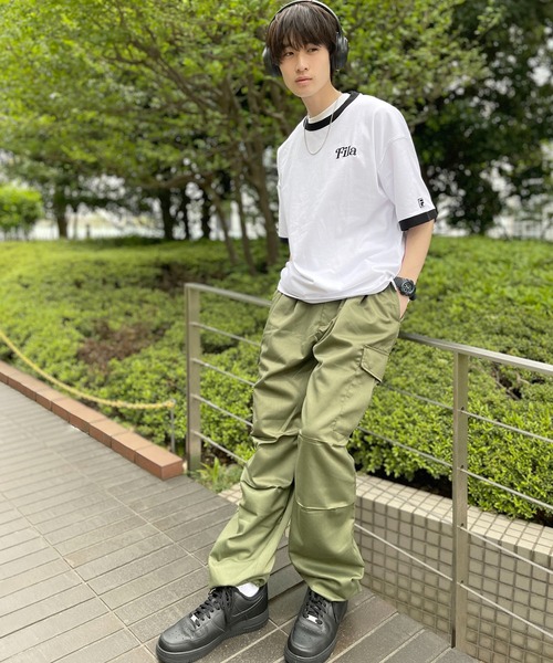 FILA(フィラ)の「FILA フィラ ブランド ロゴ サークルロゴ 筆記体ロゴ 刺繍 バックプリント リンガー 半袖 Tシャツ(Tシャツ/カットソー・メンズ・ダークブルー/ブラック/ホワイト/ネイビー/グリーン系その他2/グリーン系その他/スミクロ/ホワイト系その他2/ブルー系その他・L/M/LL)」の14枚目の写真