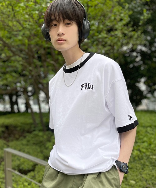 FILA(フィラ)の「FILA フィラ ブランド ロゴ サークルロゴ 筆記体ロゴ 刺繍 バックプリント リンガー 半袖 Tシャツ(Tシャツ/カットソー・メンズ・ダークブルー/ブラック/ホワイト/ネイビー/グリーン系その他2/グリーン系その他/スミクロ/ホワイト系その他2/ブルー系その他・L/M/LL)」の15枚目の写真