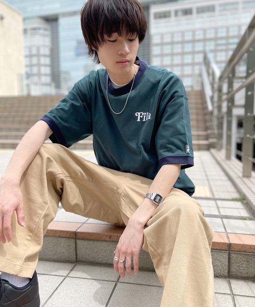 FILA(フィラ)の「FILA フィラ ブランド ロゴ サークルロゴ 筆記体ロゴ 刺繍 バックプリント リンガー 半袖 Tシャツ(Tシャツ/カットソー・メンズ・ダークブルー/ブラック/ホワイト/ネイビー/グリーン系その他2/グリーン系その他/スミクロ/ホワイト系その他2/ブルー系その他・L/M/LL)」の18枚目の写真