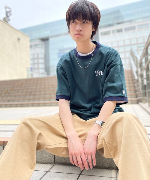 FILA(フィラ)の「FILA フィラ ブランド ロゴ サークルロゴ 筆記体ロゴ 刺繍 バックプリント リンガー 半袖 Tシャツ(Tシャツ/カットソー・メンズ・ダークブルー/ブラック/ホワイト/ネイビー/グリーン系その他2/グリーン系その他/スミクロ/ホワイト系その他2/ブルー系その他・L/M/LL)」の19枚目の写真