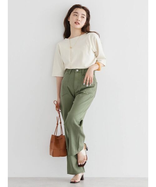 AMERICAN HOLIC(アメリカンホリック)の「5分袖ボートネックカットプルオーバー(Tシャツ/カットソー・レディース・グリーン/アイボリー/ピンク/ネイビー・L/M)」の10枚目の写真