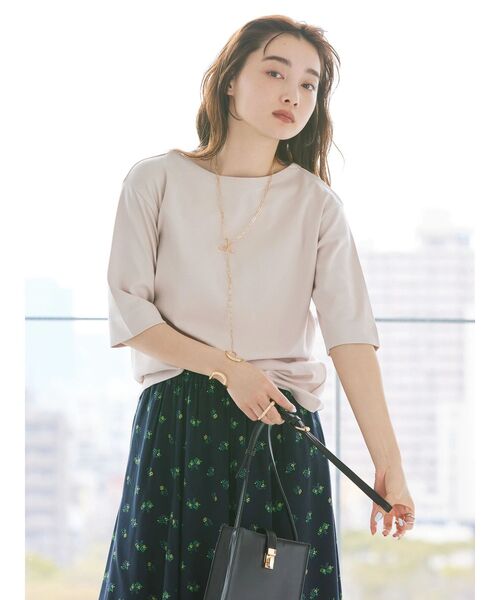 AMERICAN HOLIC(アメリカンホリック)の「5分袖ボートネックカットプルオーバー(Tシャツ/カットソー・レディース・グリーン/アイボリー/ピンク/ネイビー・L/M)」の16枚目の写真