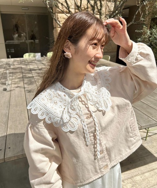 flower(フラワー)の「サニージャケット2(ノーカラージャケット・レディース・アイボリー・FREE)」の6枚目の写真