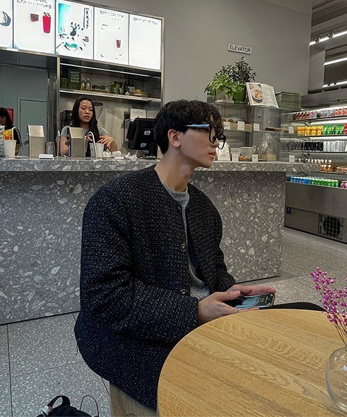 ASCLO(エジュクロ)の「ASCLO Final Tweed Jacket(ノーカラージャケット・メンズ・ブラック・FREE)」の11枚目の写真