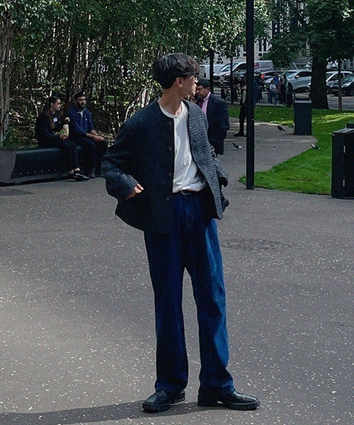 ASCLO(エジュクロ)の「ASCLO Final Tweed Jacket(ノーカラージャケット・メンズ・ブラック・FREE)」の2枚目の写真