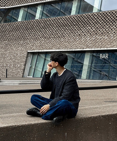 ASCLO(エジュクロ)の「ASCLO Final Tweed Jacket(ノーカラージャケット・メンズ・ブラック・FREE)」の18枚目の写真