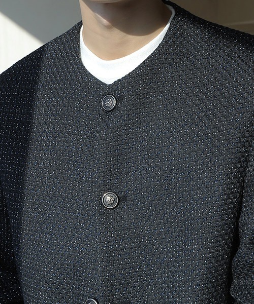 ASCLO(エジュクロ)の「ASCLO Final Tweed Jacket(ノーカラージャケット・メンズ・ブラック・FREE)」の13枚目の写真