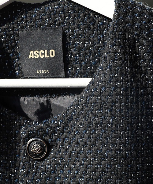 ASCLO(エジュクロ)の「ASCLO Final Tweed Jacket(ノーカラージャケット・メンズ・ブラック・FREE)」の21枚目の写真