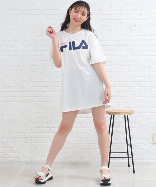 FILA(フィラ)の「【FILAコラボ】FILA×PINKLATTE バックオープンカットワンピース(ワンピース・キッズ・オフホワイト/ブラック・16/15 /14)」の14枚目の写真