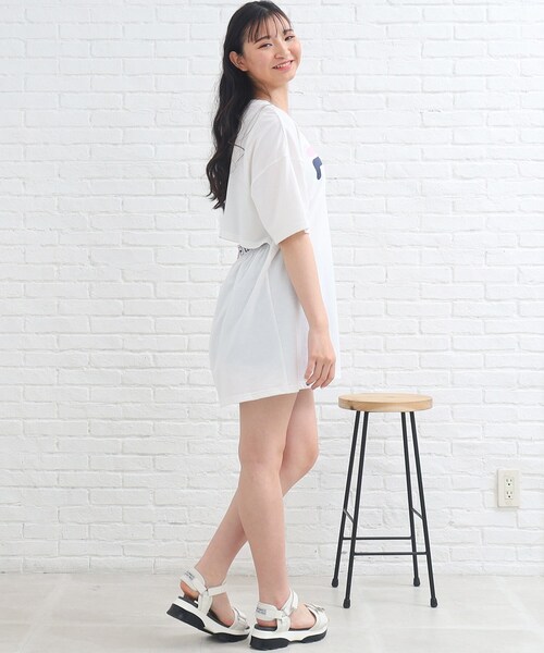 FILA(フィラ)の「【FILAコラボ】FILA×PINKLATTE バックオープンカットワンピース(ワンピース・キッズ・オフホワイト/ブラック・16/15 /14)」の15枚目の写真