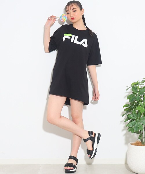 FILA(フィラ)の「【FILAコラボ】FILA×PINKLATTE バックオープンカットワンピース(ワンピース・キッズ・オフホワイト/ブラック・16/15 /14)」の21枚目の写真
