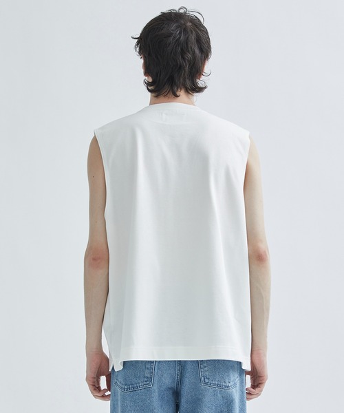 STUDIOUS(ステュディオス)の「NO SLEEVE TEE(Tシャツ/カットソー・メンズ・ブラック/ホワイト・2/3)」の3枚目の写真