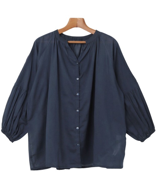 美品♪アドーア ハイスピンコットンシャツブラウス 38 ネイビー紺 長袖 裾ヘム 美品♪アドーア ハイスピンコットンシャツブラウス 38 ネイビー紺 長袖