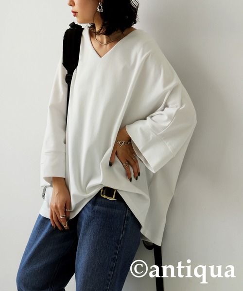 antiqua(アンティカ)の「綿混生地7分丈カットソー(Tシャツ/カットソー・レディース・ブラック/オフホワイト・FREE)」の16枚目の写真